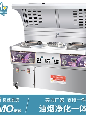 猛火灶商用饭店无烟节能液化气煤气不锈钢炒菜油烟净化一体灶