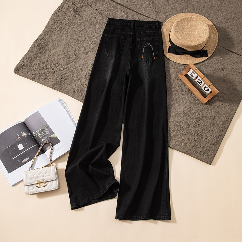 黑色梨型阔腿牛仔裤女2026春装加绒加厚遮胯遮腿型刺绣甩腿喇叭裤,女装/女士精品,牛仔裤,淘宝优惠券,粉丝福利购,淘宝优惠卷