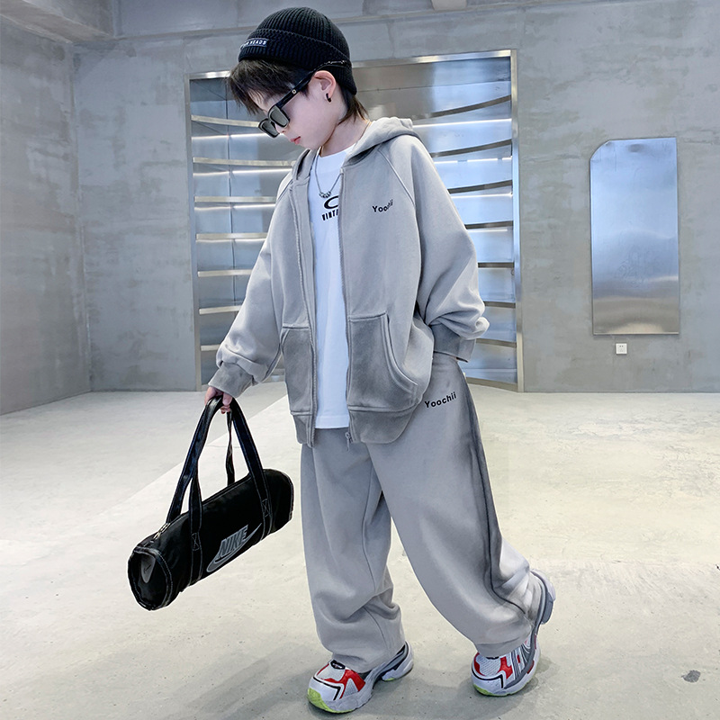 儿童装男童春装套装2025新款帅气中大童男孩春秋款运动卫衣两件套