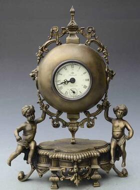 古玩古董杂项 回流黄小西洋钟 机械钟表欧侙复古摆件收藏