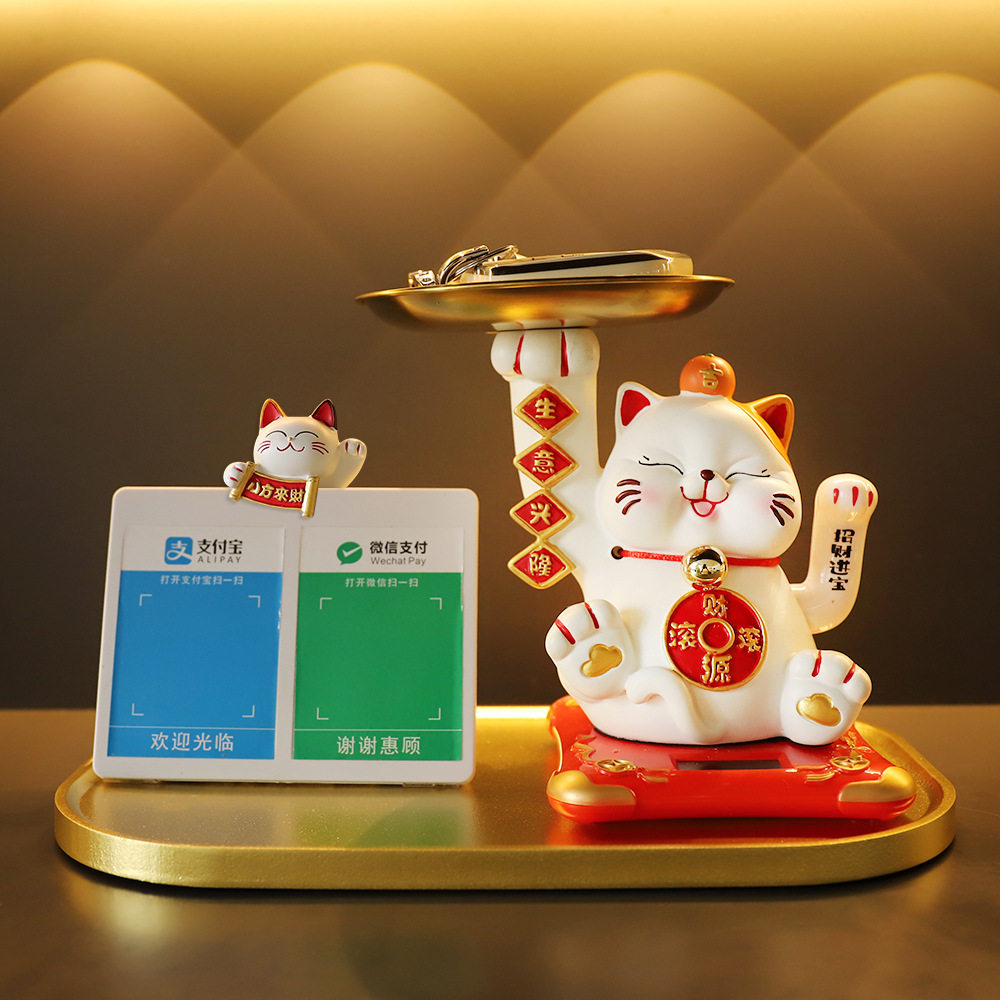 创意招财猫摆件自动摇手开业礼物前台酒店收银台招财猫装饰摆件