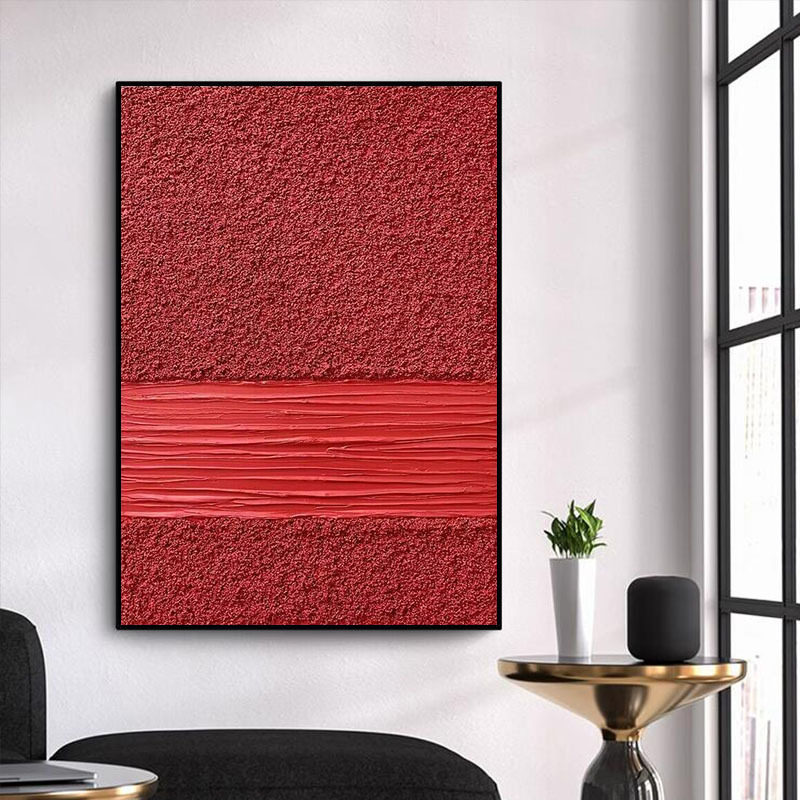 纯手绘油画红色抽象艺术客厅装饰画现代简约入户玄幻酒店大堂别墅