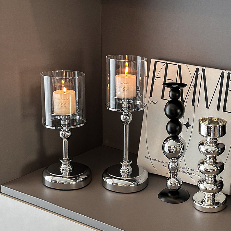 蜡烛烛台轻奢高档家居电视柜酒柜装F饰玄关客厅摆件现代办公室高