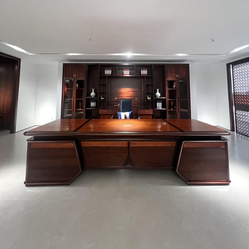 新中式乌金e木老板桌办公桌现代轻奢大班台高级董事长总裁桌办公