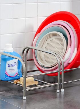 不锈钢脸盆架浴室落地脸盆收纳架卫生间放盆架宝宝洗澡盆架子厕所