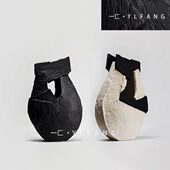 一匚样板房创意黑色艺术拼色售楼处卧室餐厅软装 饰品陶瓷花器摆件