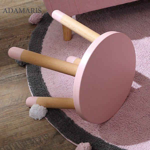 粉绿白黄糖果色北欧风小清新简约实木榉木圆凳小板凳幼儿园学习椅