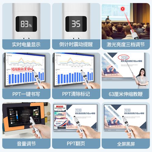 惠斯特F1遥伸光教鞭翻页笔教师用多功能ppt3控激缩笔可书写放大倒