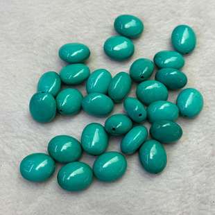 天然菱镁矿绿松石散珠椭圆直孔蛋形珠子藏式文玩配饰腰珠隔珠顶珠