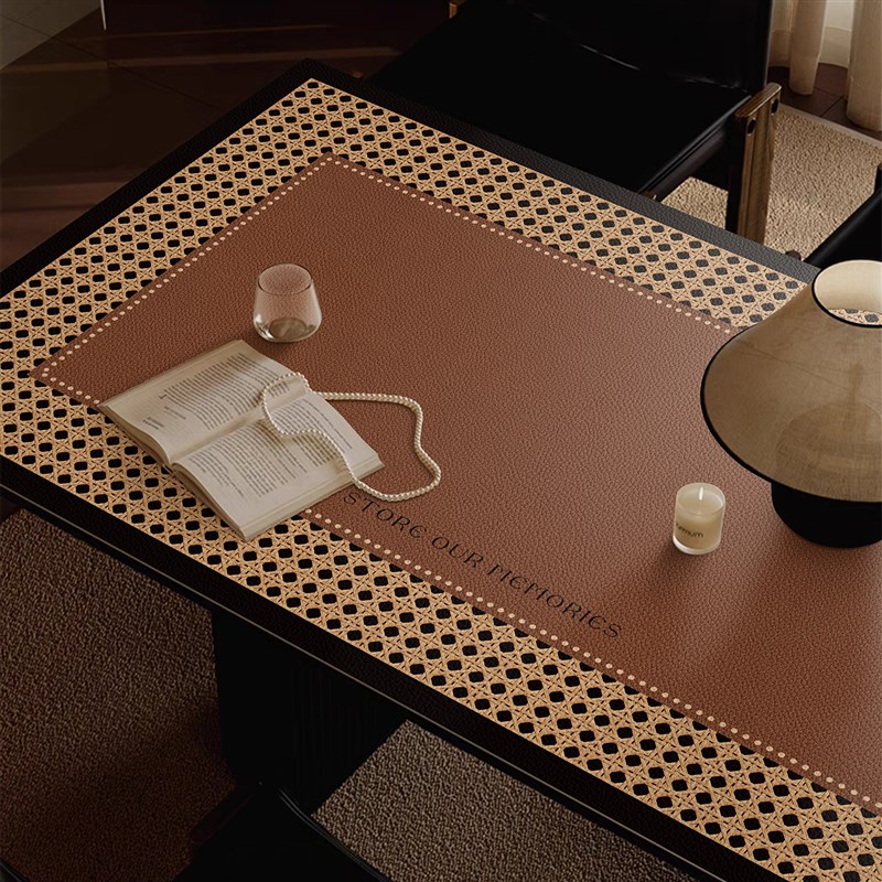 中古风复b古皮革餐桌垫防水防油防烫隔热垫免洗耐脏桌布茶几书桌