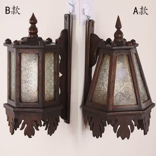 泰式家装灯具中式复古实木壁灯卧室床头灯古典过道走廊楼梯装饰灯