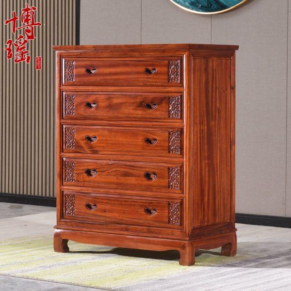 香樟木五斗柜抽屉柜中式家具实木卧室收纳柜子储物柜素面六斗橱柜