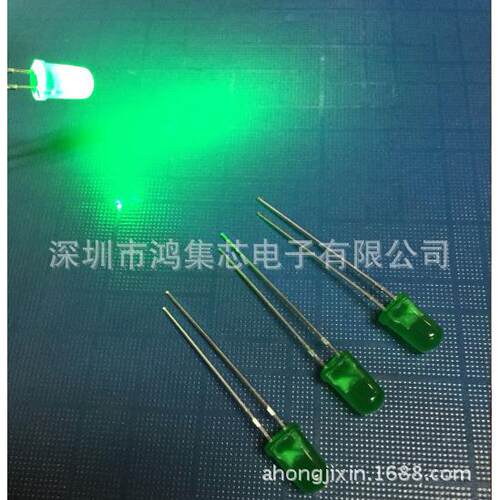 5mm绿发翠绿 绿色LED灯珠 F5翠绿灯 散光短脚 LED发光二极管