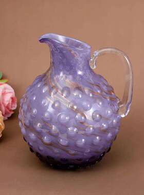 欧式复古紫色鎏金玻璃花瓶水壶花瓶 摆件客厅插花样版房装饰花器