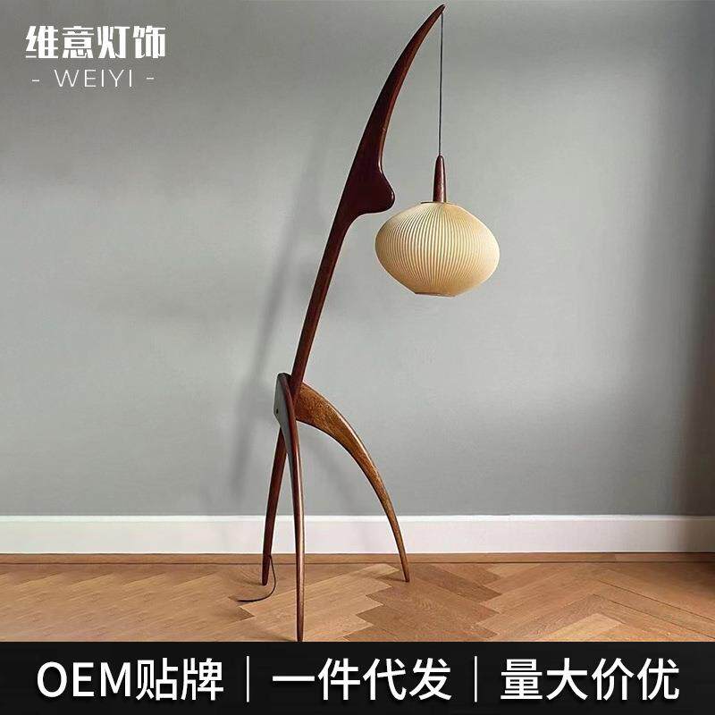 木材创意北欧弯曲餐厅客厅落地灯现代精美设计师样板房落地灯