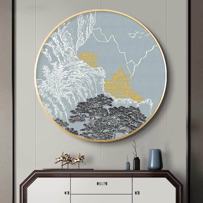 新中式圆形玄关装饰画古代建筑走廊挂画客厅别墅中国风意境墙壁画,模玩/动漫/周边/娃圈三坑/桌游,模型制作工具/辅料耗材,淘宝优惠券,粉丝福利购,淘宝优惠卷