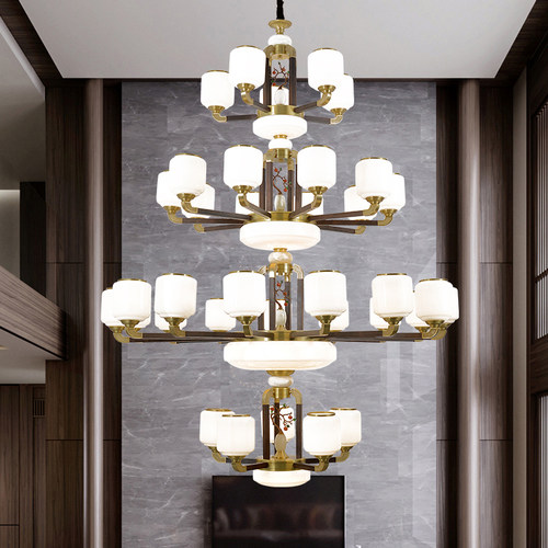 【家御福】新中式客厅灯实木仿古餐厅灯全铜别墅中国风书房大吊灯