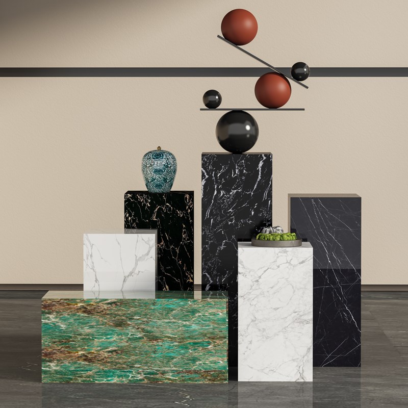 大理石底座摆台基座大型落地雕塑墩子酒H店电视柜旁摆件装饰品现