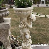 欧式 饰摆件雕塑小院造景道具 人物花盆别墅庭院女孩绿植花器花园装