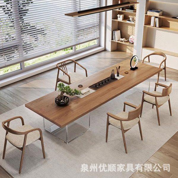 现简约实木茶桌椅组合悬浮亚克力大板茶桌公室透明桌腿茶台,商业/办公家具,茶台/茶桌,淘宝优惠券,粉丝福利购,淘宝优惠卷