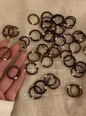 新中式 手工鸡血藤素圈戒指小众简约天然手饰中性民族风尾戒指环