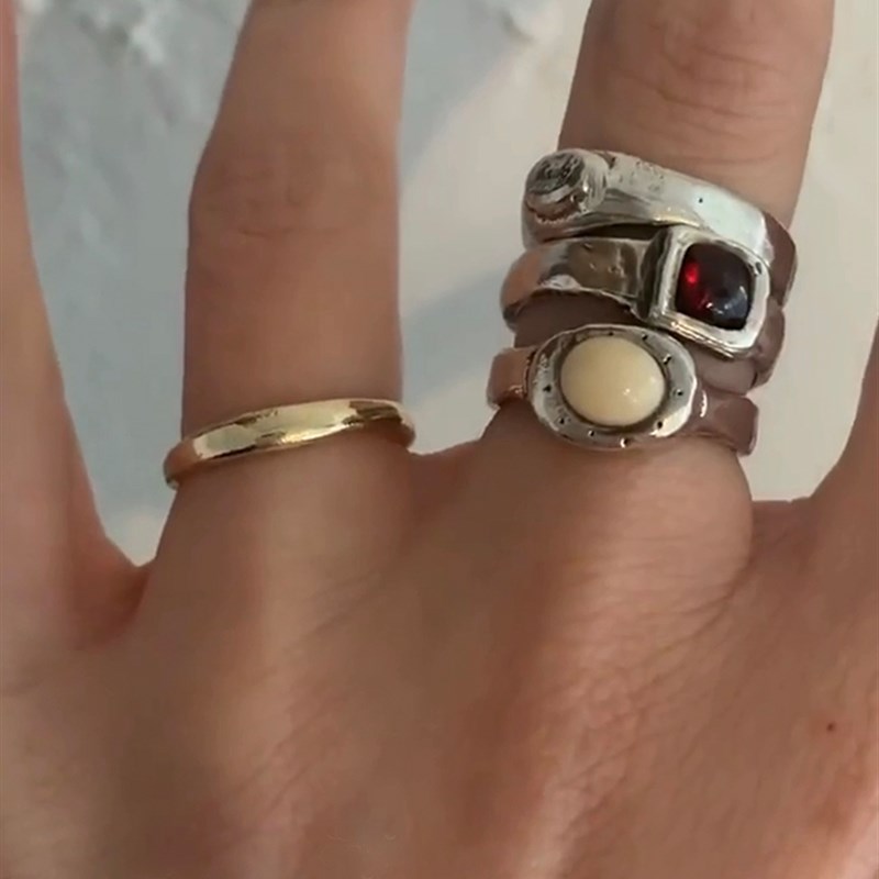 【CnHnOn 脂肪商店】小众覆古手工做旧感奶糖戒指韩国