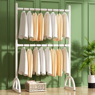 简易晾衣架室内小型双层可调节升降挂衣架卧室宿舍白色衣架挂杆