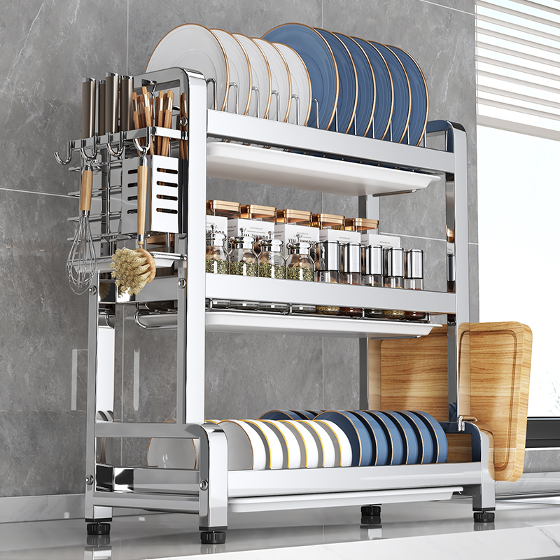 304不锈钢厨房置物架碗碟碗盘z沥水架多功能放碗架碗筷收纳盒碗柜