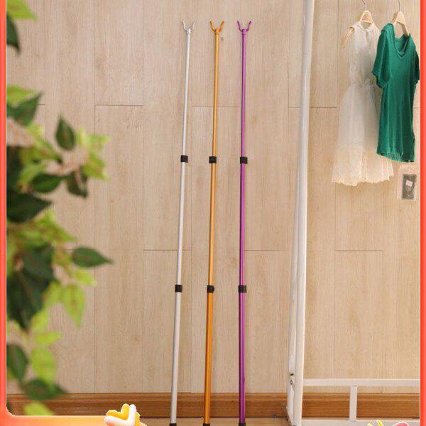 铝合金撑衣杆晾衣柜室内实心收缩阳台晒衣竿伸缩取叉头挑架叉家用