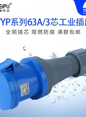 威浦 TYP2901 工业插头 插座 连接器 63A 3芯 IP44 WEIPU 220V