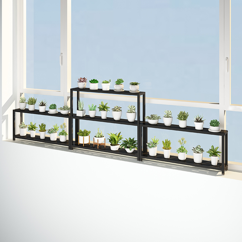 2021新款阳台卧室飘窗上放的小型花架铁艺多层Q室内窗沿窗台置物