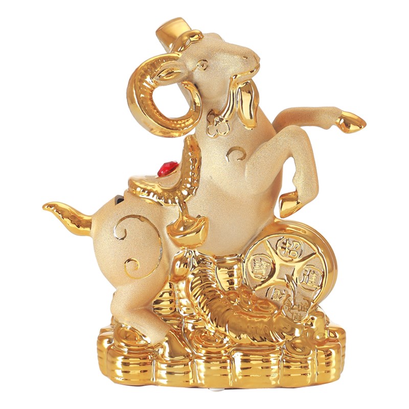 招财羊年摆件金色大号小号储蓄罐陶瓷创意存N钱罐吉祥羊工艺品摆