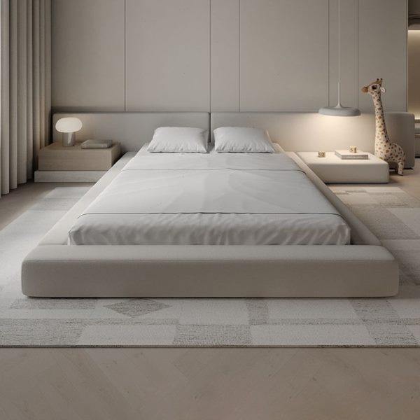 辉睿极简无床头床简约现代布床布艺床无靠背床榻榻米床民宿儿童床,住宅家具,布艺床,淘宝优惠券,粉丝福利购,淘宝优惠卷