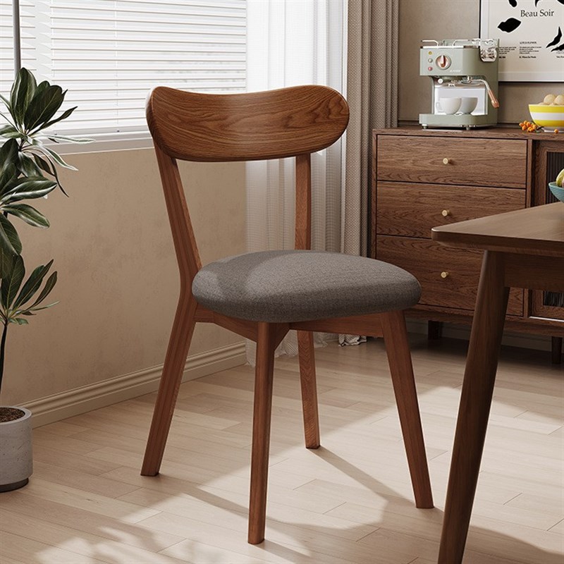 实木餐椅家用餐桌椅子中s古靠背凳子复古黑胡桃书桌椅茶桌主人茶