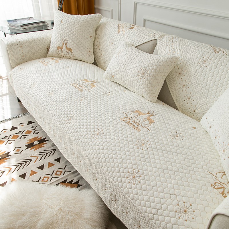 全棉沙发b垫四季通用纯色布艺防滑坐垫北欧简约双面现代皮沙发套