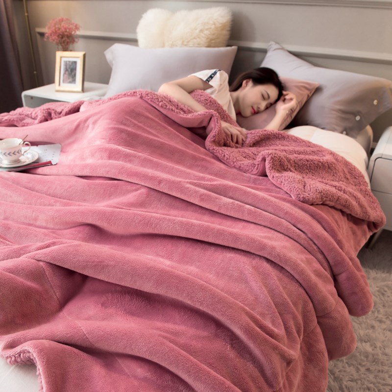 冬季牛奶羊羔绒毯子双层加厚保暖珊瑚法兰绒毛毯学生单人午睡盖毯