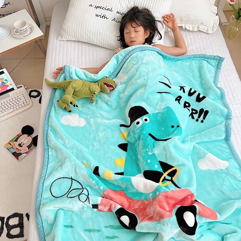 卡通双面绒拉舍尔儿童盖毯加厚毛毯幼儿园午睡小毯子秋冬季