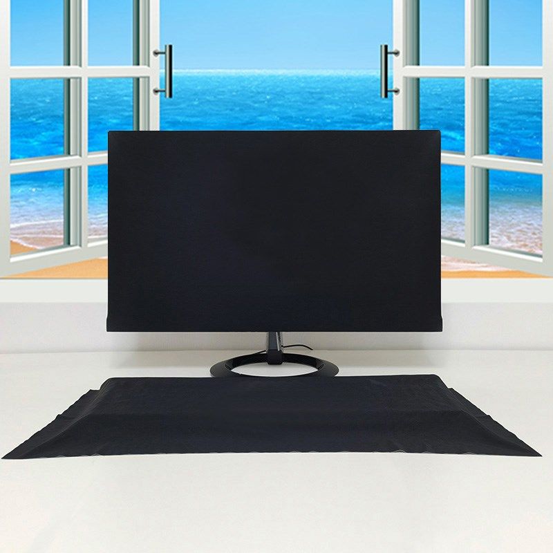 新款台式电脑防尘罩主机显示器键盘盖布曲屏通用简约纯黑色三件套