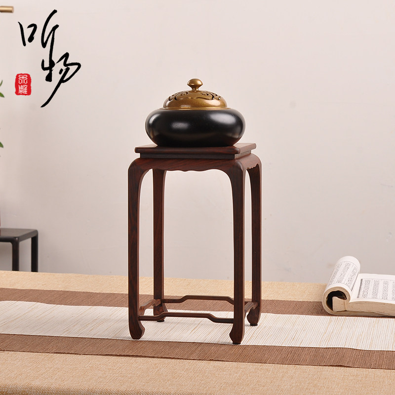 红木方形微型盆景花盆文玩古董奇石摆件小花架花几木质木托架底座