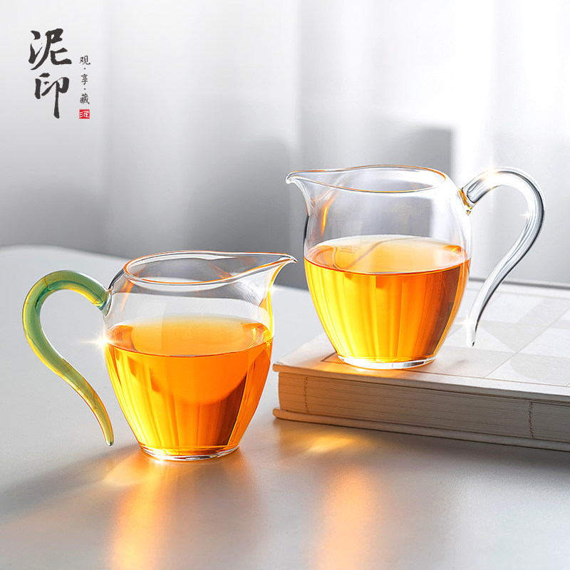 泥印高级玻璃泡茶公道杯分茶器茶海单个茶具公杯女大容量功夫茶杯图片