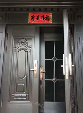 别墅铜门虫户大门进户双开入防蚊门铜沙门铜防盗门复合门金刚网门
