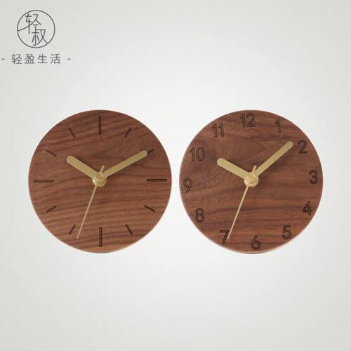轻叔日式实木闹钟时钟创意静音装饰摆钟胡桃木钟表卧室北欧摆件