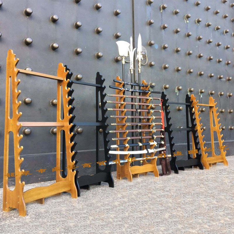 兵器架实木宝剑一体架立式横放展示红缨枪武术架笛子展示架