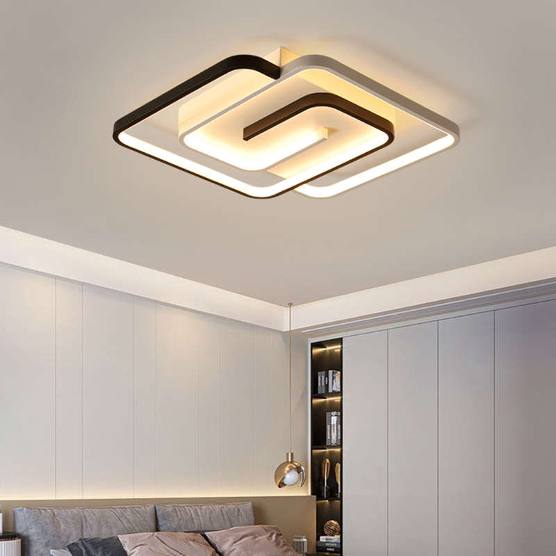 卧室灯2023h年新款极简黑白线条现代简约大气客厅灯房间书房吸顶