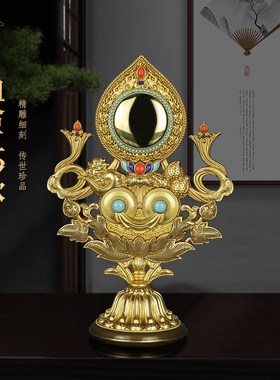 慧宝五妙c欲八瑞物百宝座摆件 黄铜精工制作藏式民族用品供贡具