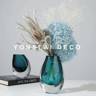 氛围感软装 饰品轻奢玻璃花瓶摆件高级感家居卧室样板房间花器插花