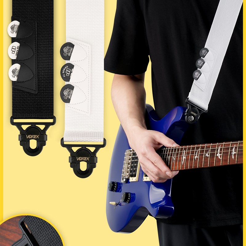 旋涡电吉他带防脱落锁扣打孔自由民谣吉他电盒尾R钉低音肩带钢琴