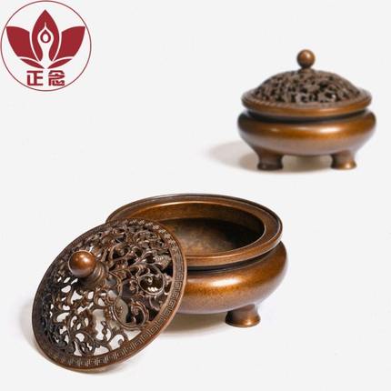 庆松堂铜炉名家胡庆松制小鬲式熏炉复古纯铜炉塔香盘香线香熏香炉