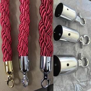 1.5米大号银钩麻花绳编织绳机场大堂礼宾杆挂绳红色麻绳黑色麻绳