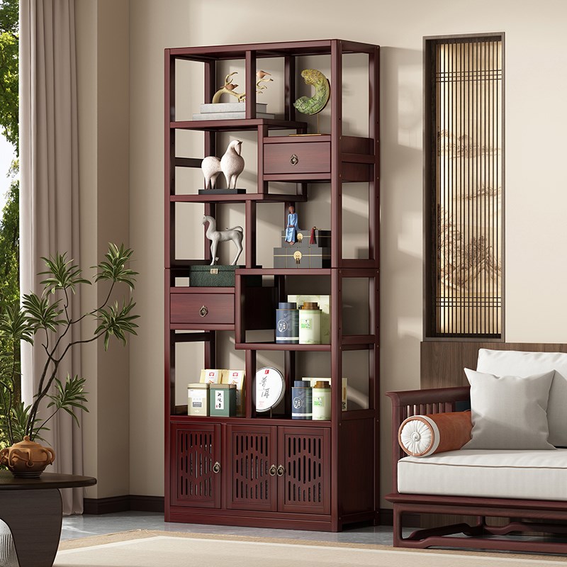 博古架新中式竹制多宝格展示架茶室C会客厅摆件隔断抽屉收纳盒置